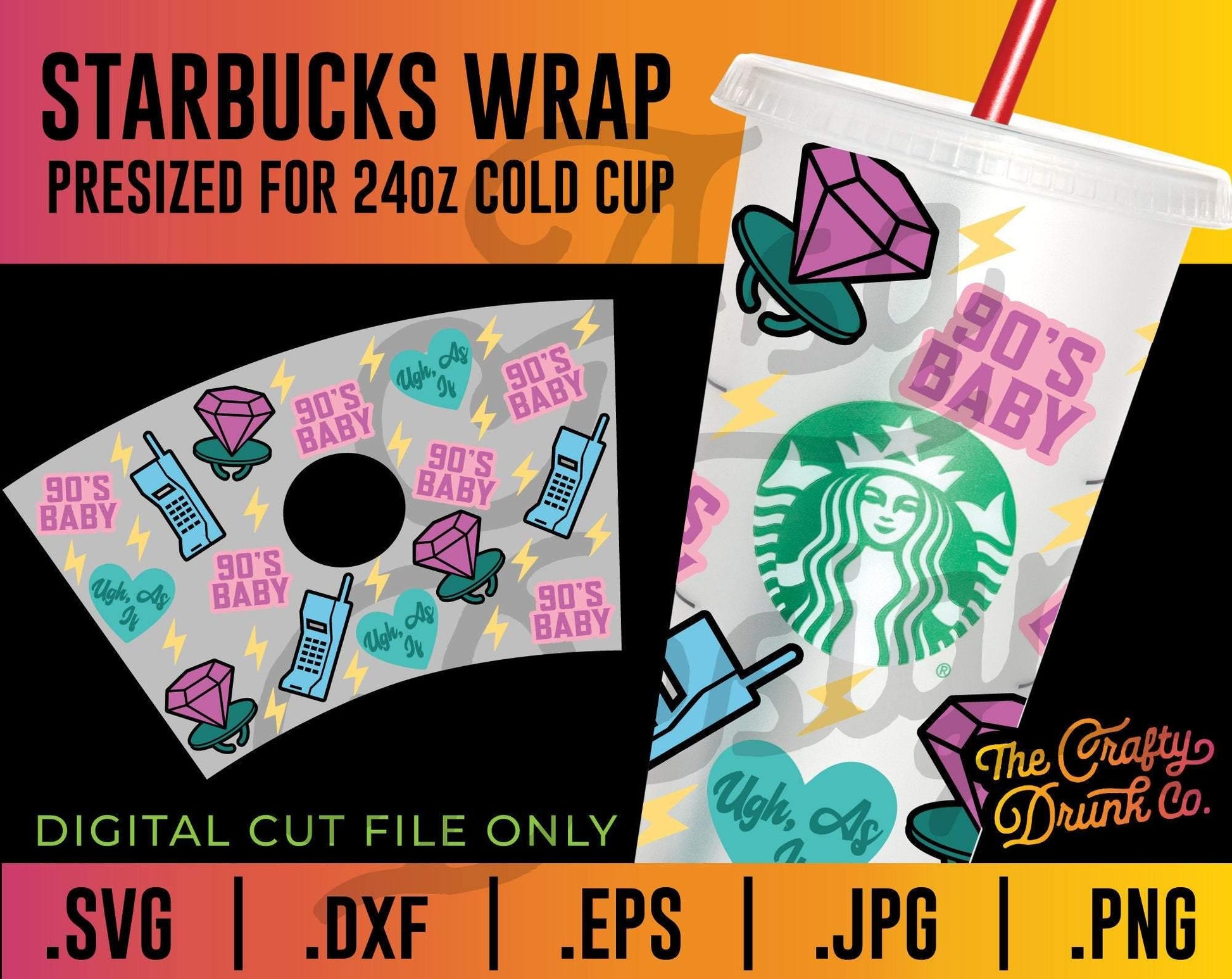 90s Babe Cup Wrap SVG - TheCraftyDrunkCo