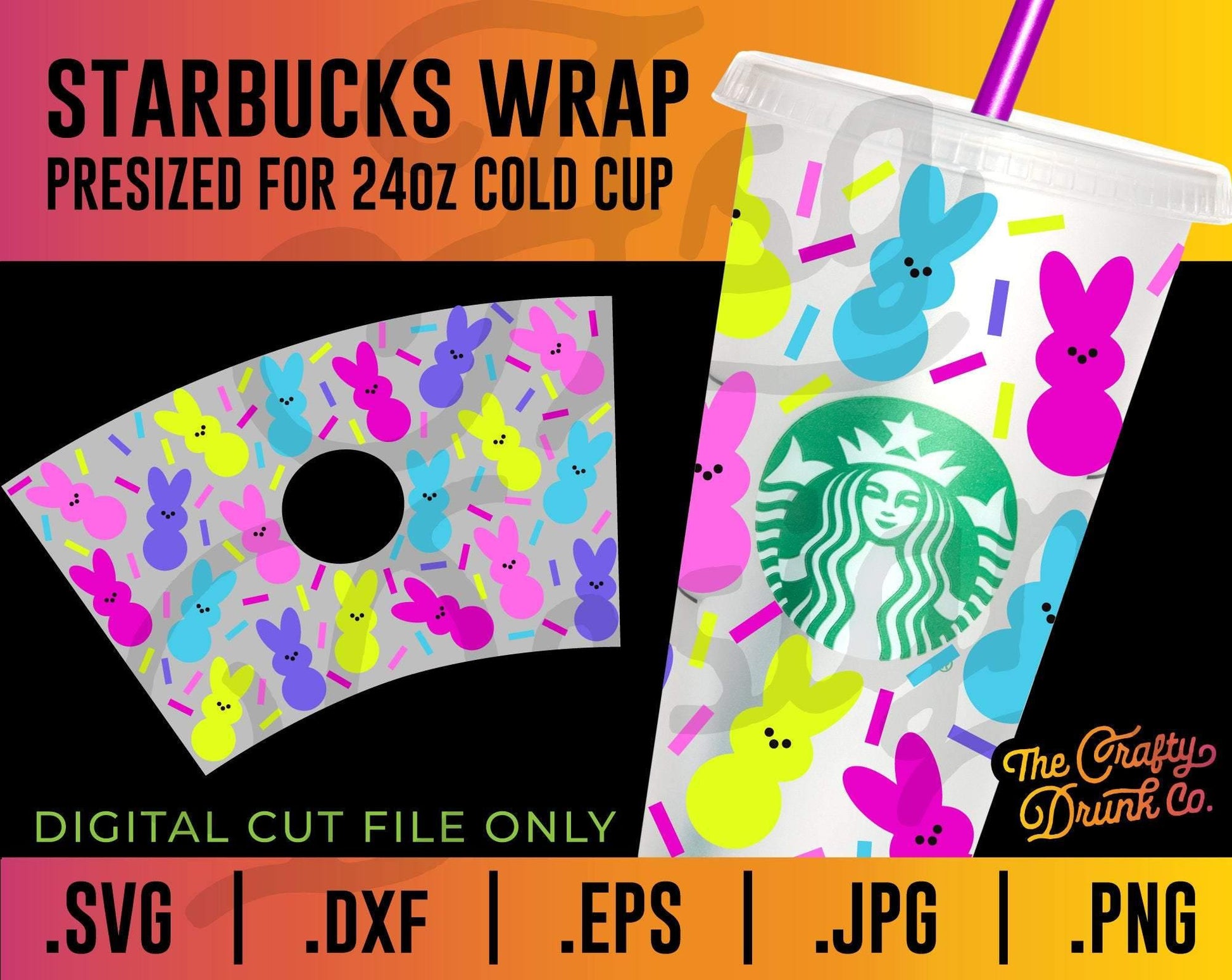 Confetti Peeps Starbucks Cup Wrap SVG - TheCraftyDrunkCo