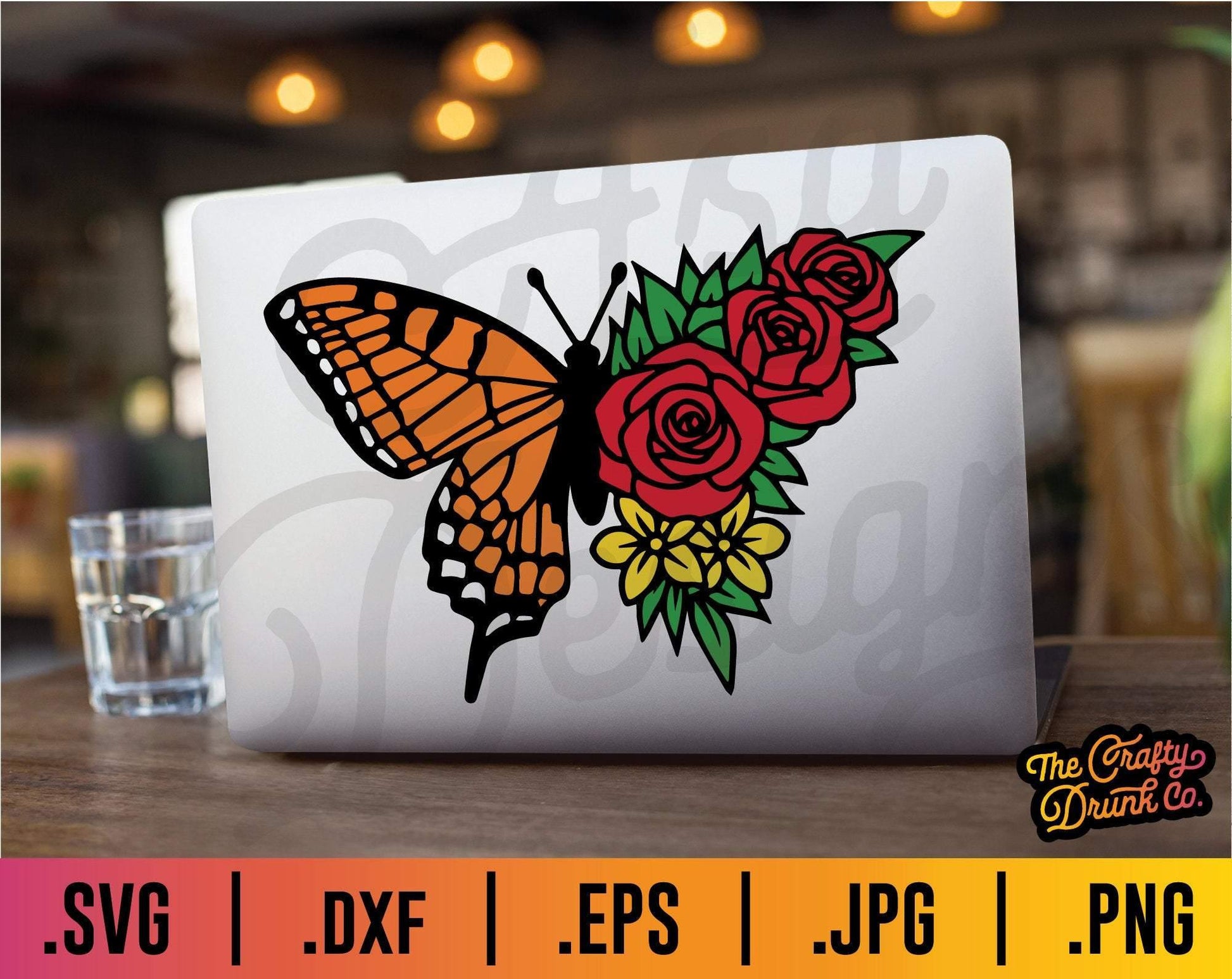 Monarch Butterfly Flowers SVG - TheCraftyDrunkCo