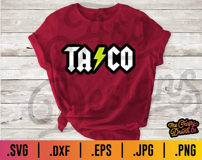 Taco SVG - ACDC Style - TheCraftyDrunkCo