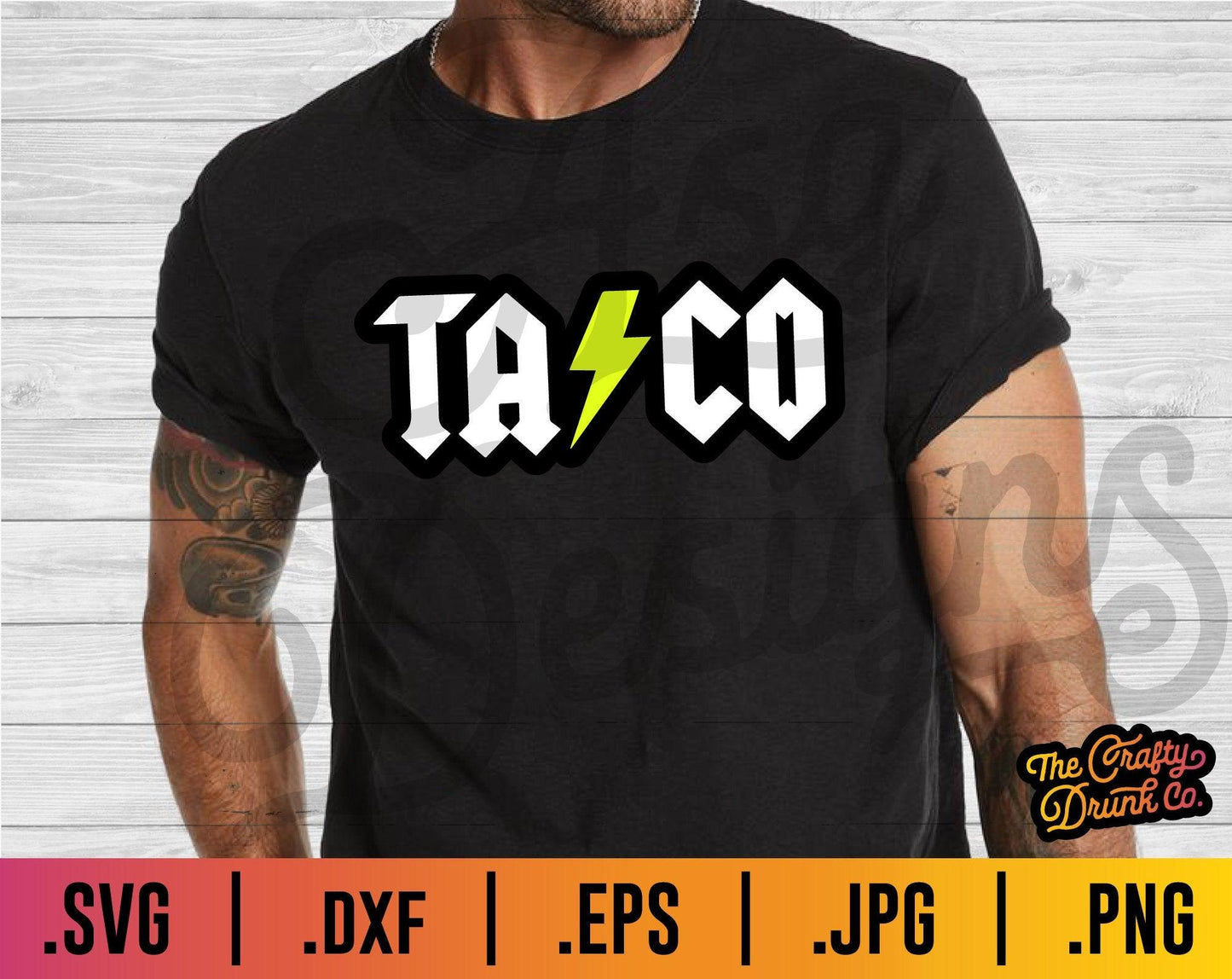 Taco SVG - ACDC Style - TheCraftyDrunkCo