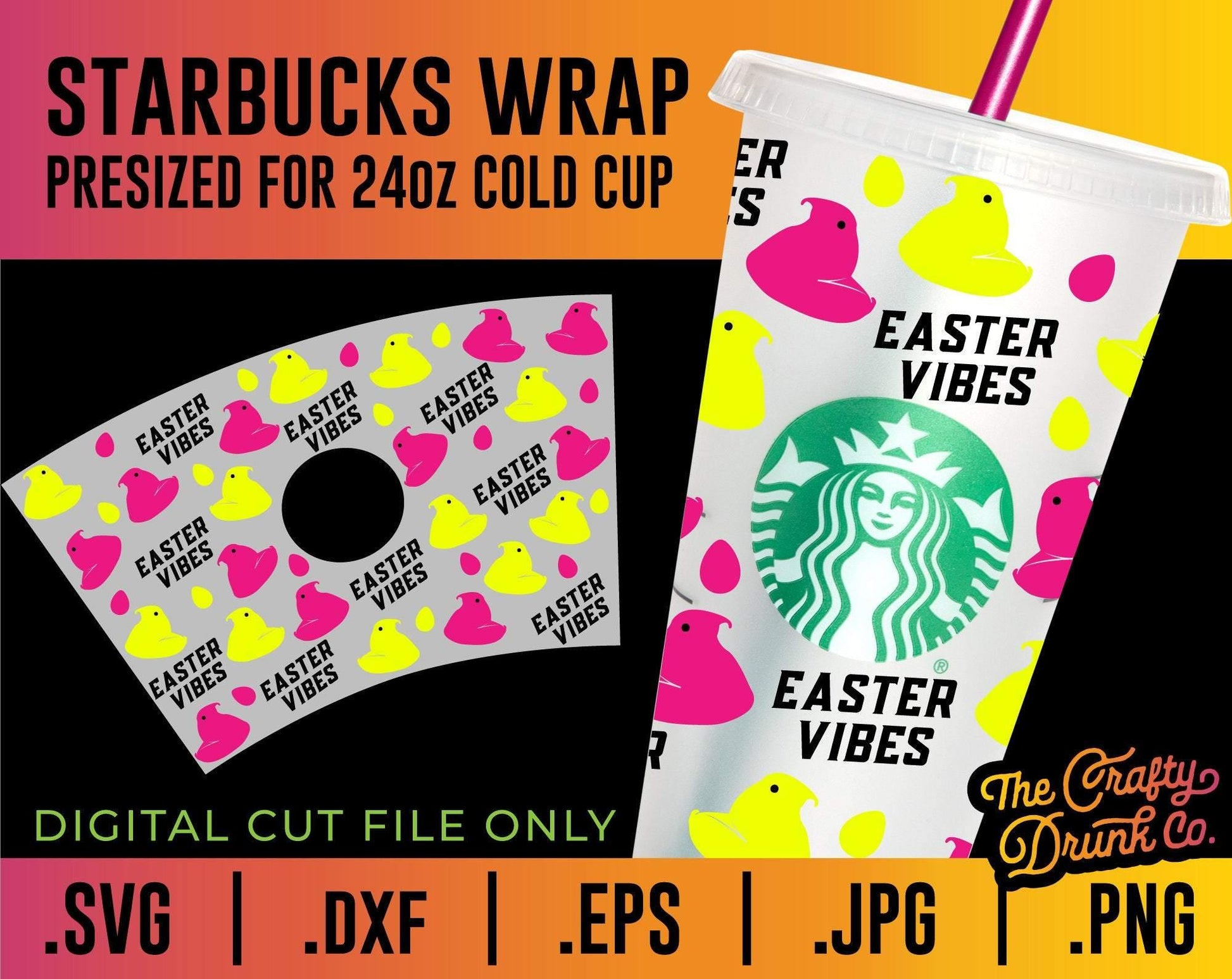 Easter Vibes Starbucks Cup Wrap SVG - TheCraftyDrunkCo