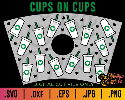 Starbucks "Cups On Cups" Cup Wrap SVG - TheCraftyDrunkCo