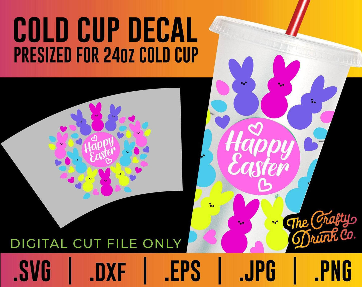 Happy Easter Peeps Cup Wrap SVG - TheCraftyDrunkCo