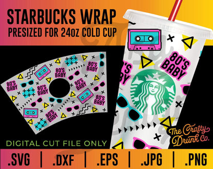 80s Baby Cup Wrap SVG - TheCraftyDrunkCo
