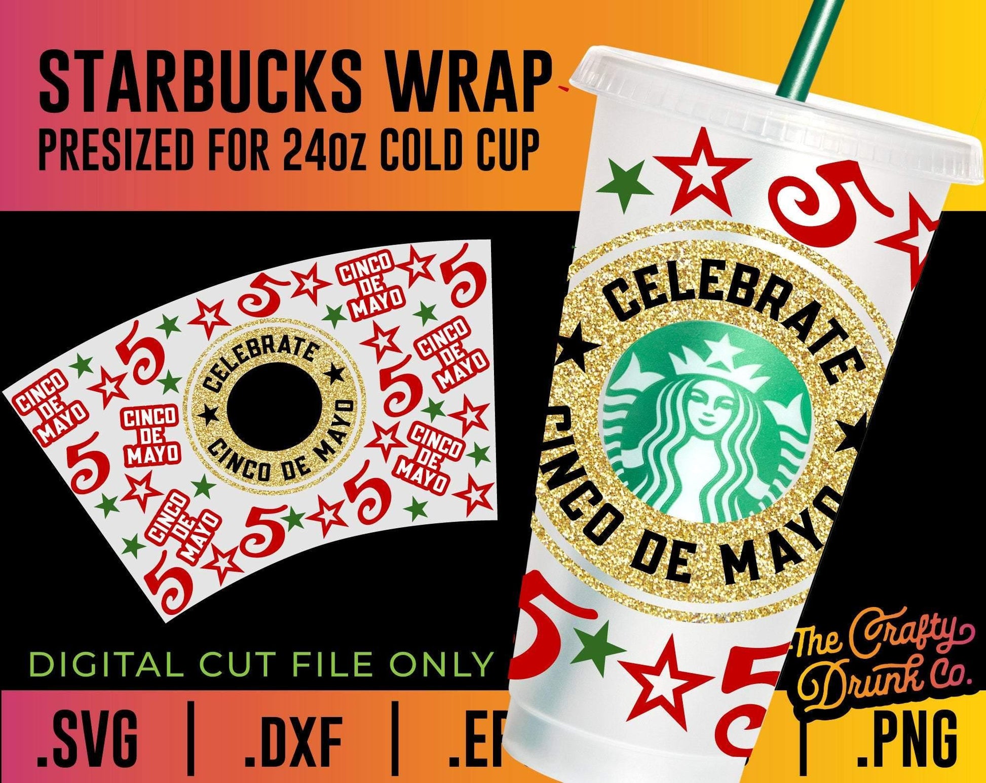 Starbucks Cinco De Mayo Cup Wrap SVG - TheCraftyDrunkCo