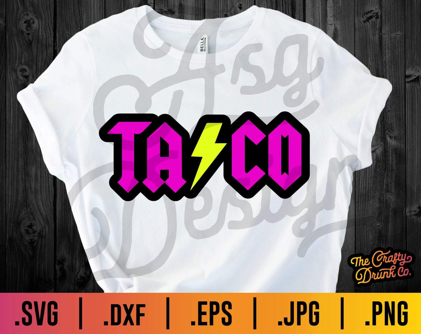 Taco SVG - ACDC Style SVG - TheCraftyDrunkCo