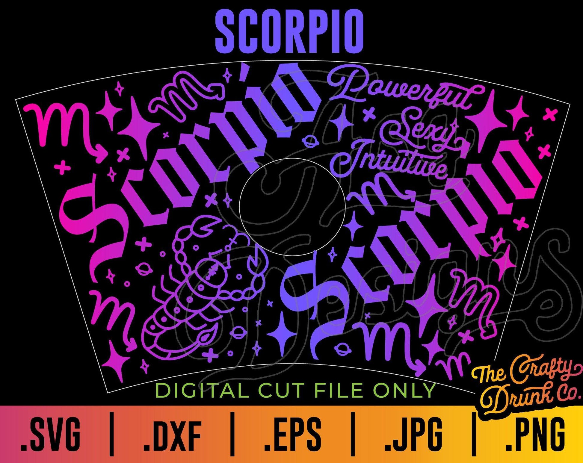 SCORPIO Zodiac Cup Wrap SVG - TheCraftyDrunkCo