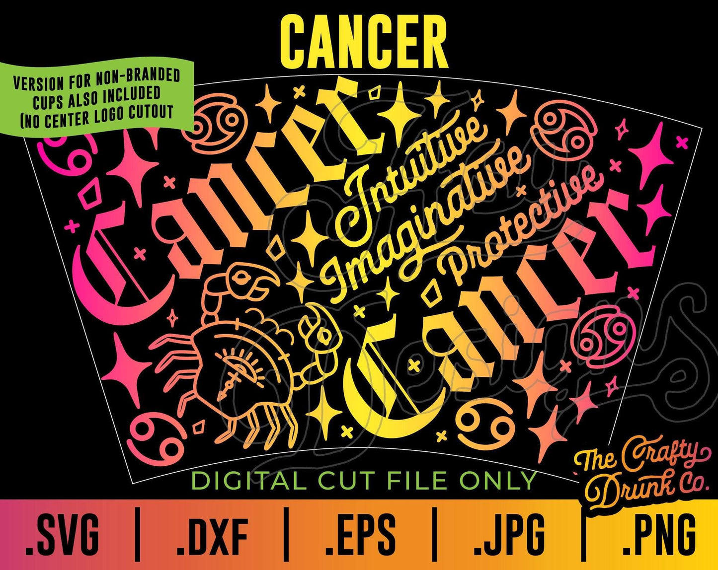 CANCER Zodiac Cup Wrap SVG - TheCraftyDrunkCo