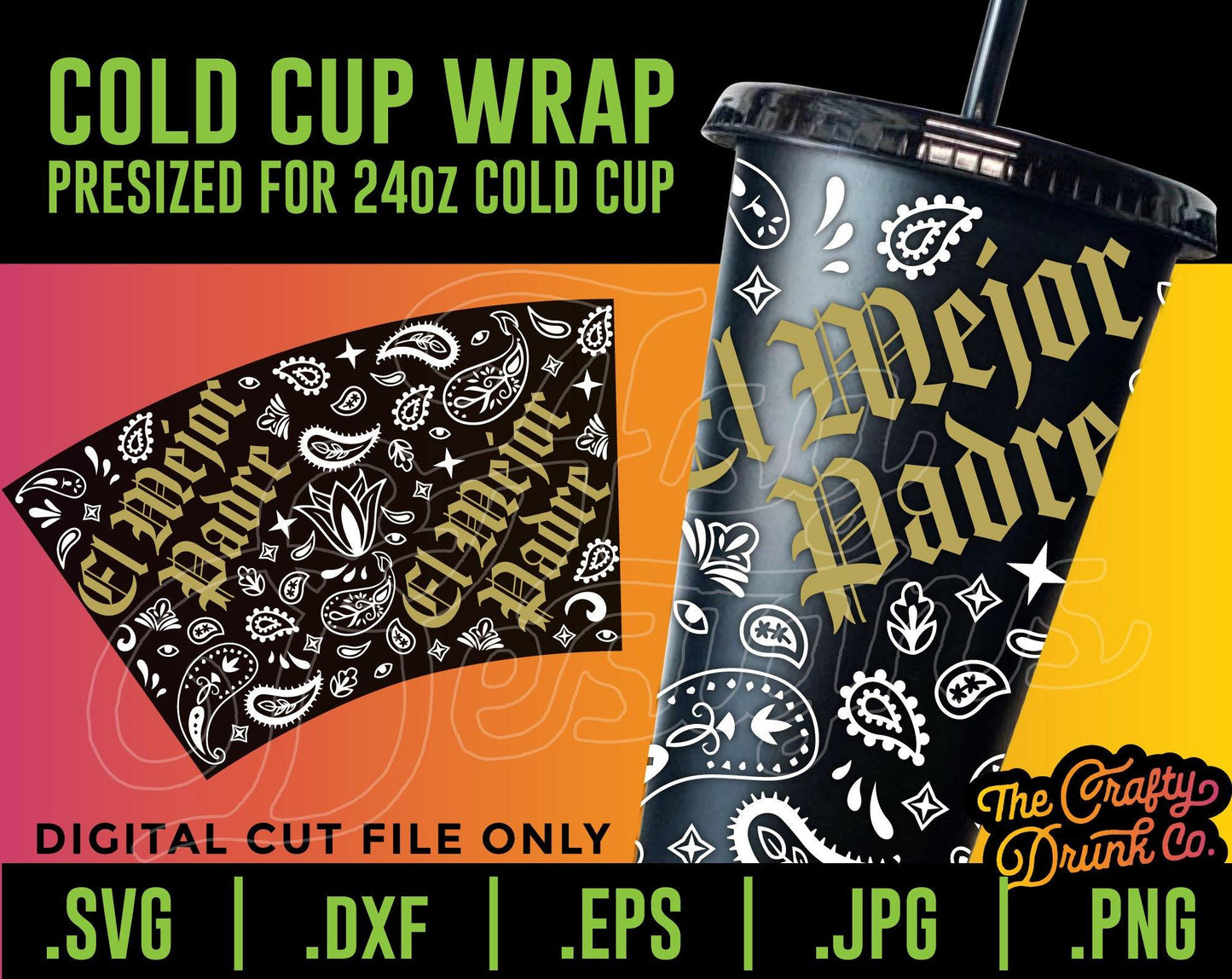 Thug Dad El Mejor Padre Cup Wrap SVG - TheCraftyDrunkCo