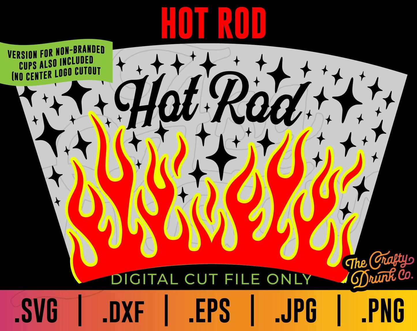 Hot Rod Cup Wrap SVG - TheCraftyDrunkCo