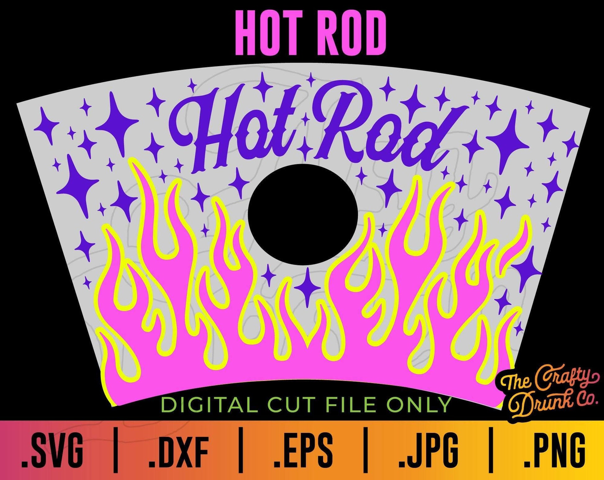 Hot Rod Cup Wrap SVG - TheCraftyDrunkCo