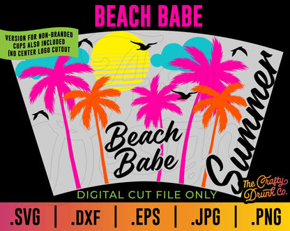 Beach Babe Summer Cup Wrap SVG - TheCraftyDrunkCo