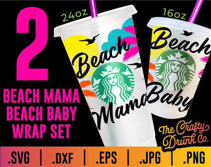 Beach Mama Beach Baby Cup Wrap Bundle - TheCraftyDrunkCo