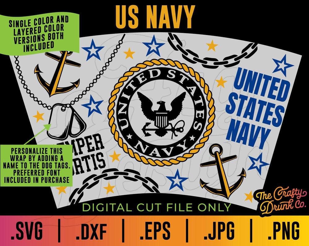 US Navy NO HOLE Cup Wrap SVG - TheCraftyDrunkCo